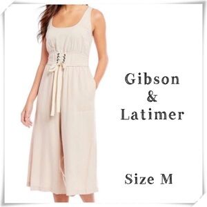 Gibson & Latimer Culotte Crop Jumpsuit in Nude Beige New with Tag